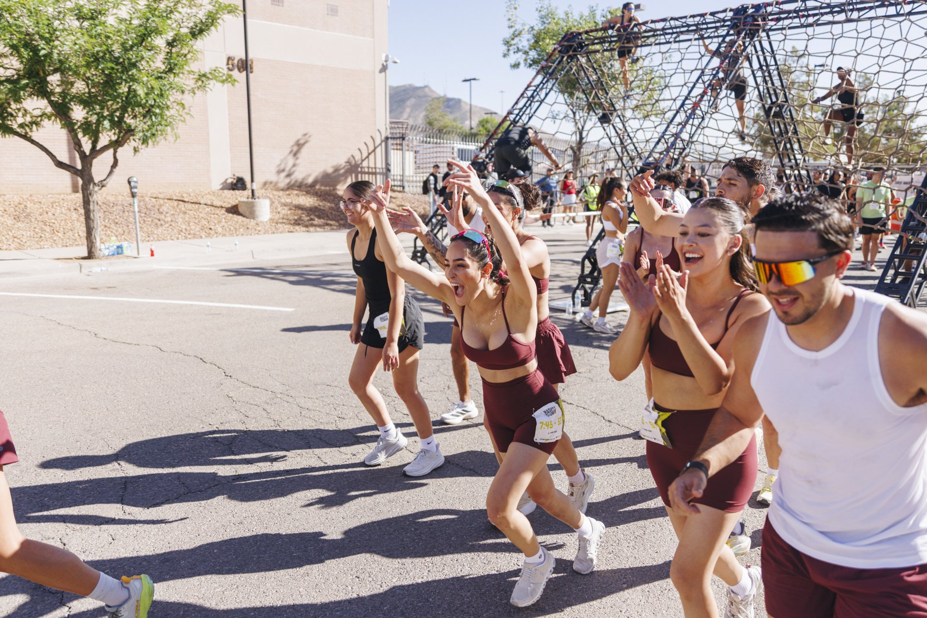 Friends celebrating at the Badass Human Race